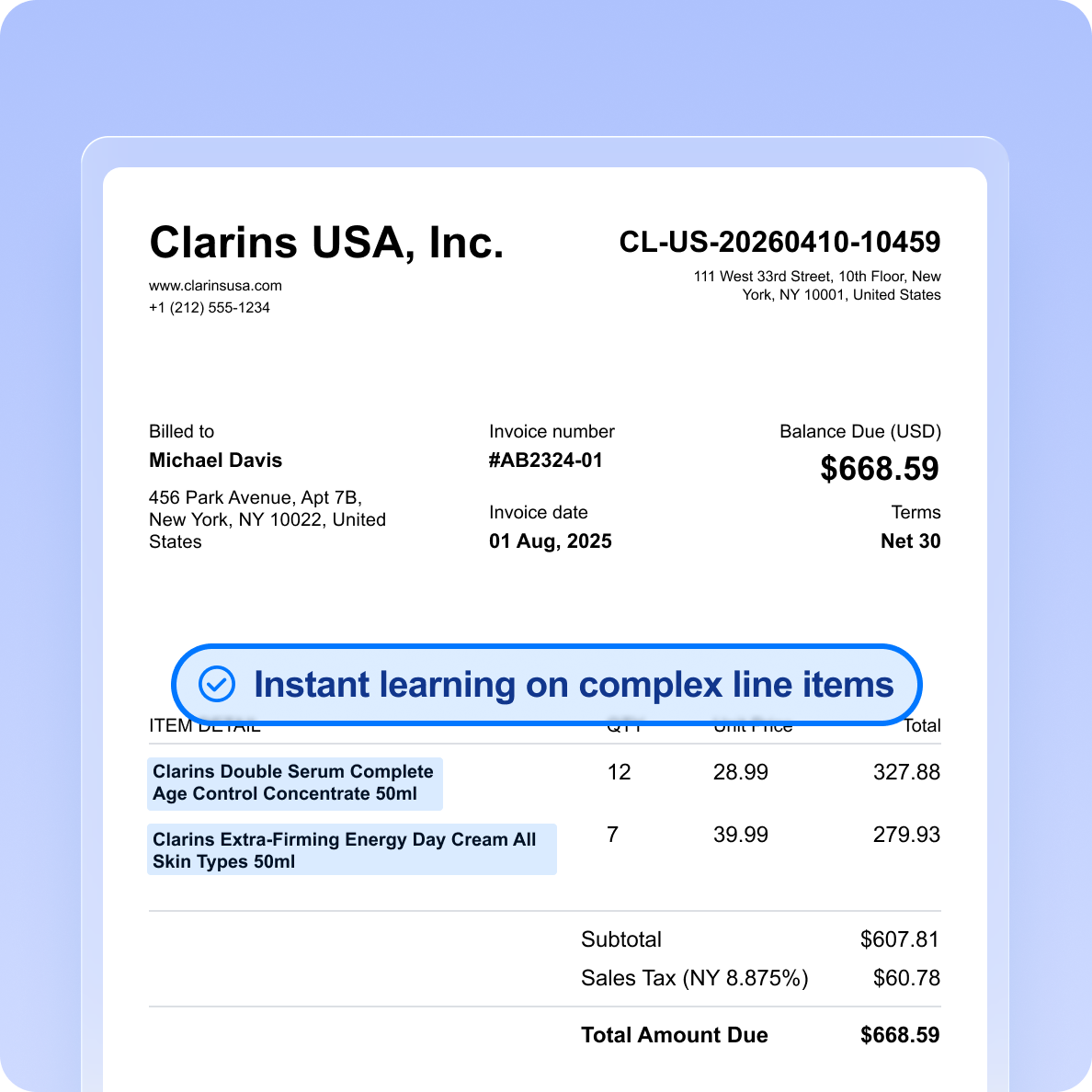 Order processing interface